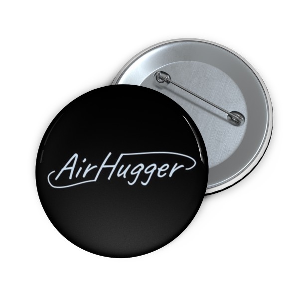 Airhugger Buttons - Black with Blue Font